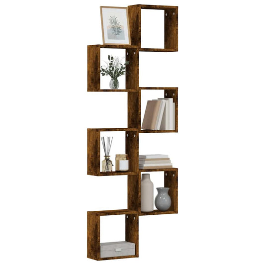 Wall Cube Shelves 6 pcs Smoked Oak 30x15x30 cm