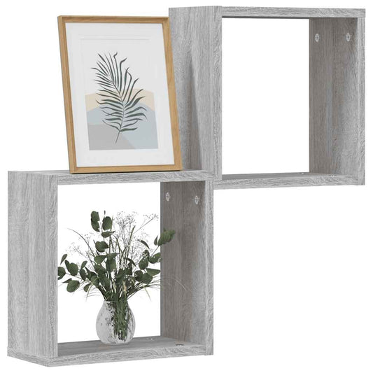 Wall Cube Shelves 2 pcs Grey Sonoma 30x15x30 cm