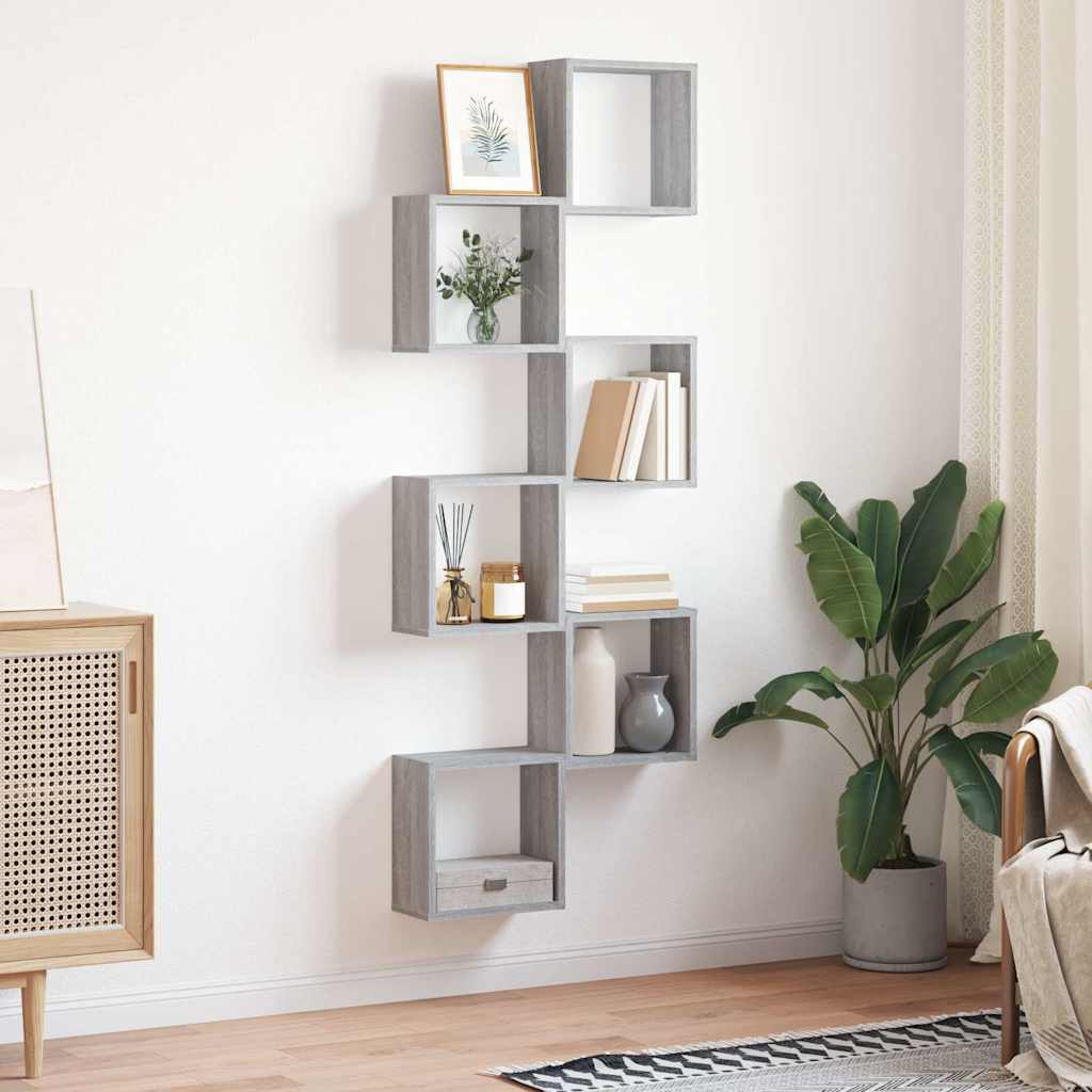 Wall Cube Shelves 6 pcs Grey Sonoma 30x15x30 cm