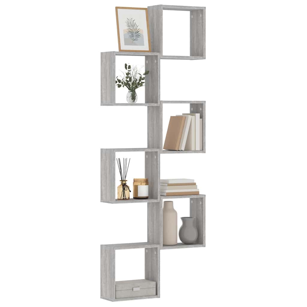 Wall Cube Shelves 6 pcs Grey Sonoma 30x15x30 cm