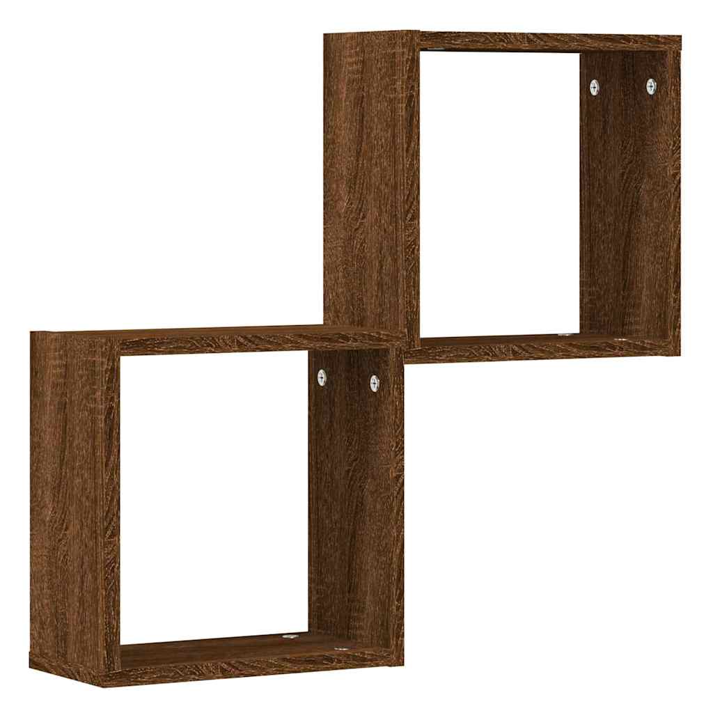 Wall Cube Shelves 2 pcs Brown Oak 30x15x30 cm