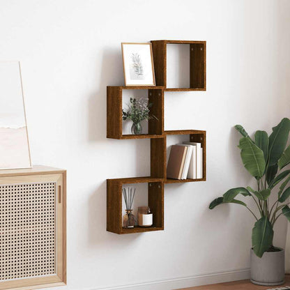 Wall Cube Shelves 4 pcs Brown Oak 30x15x30 cm