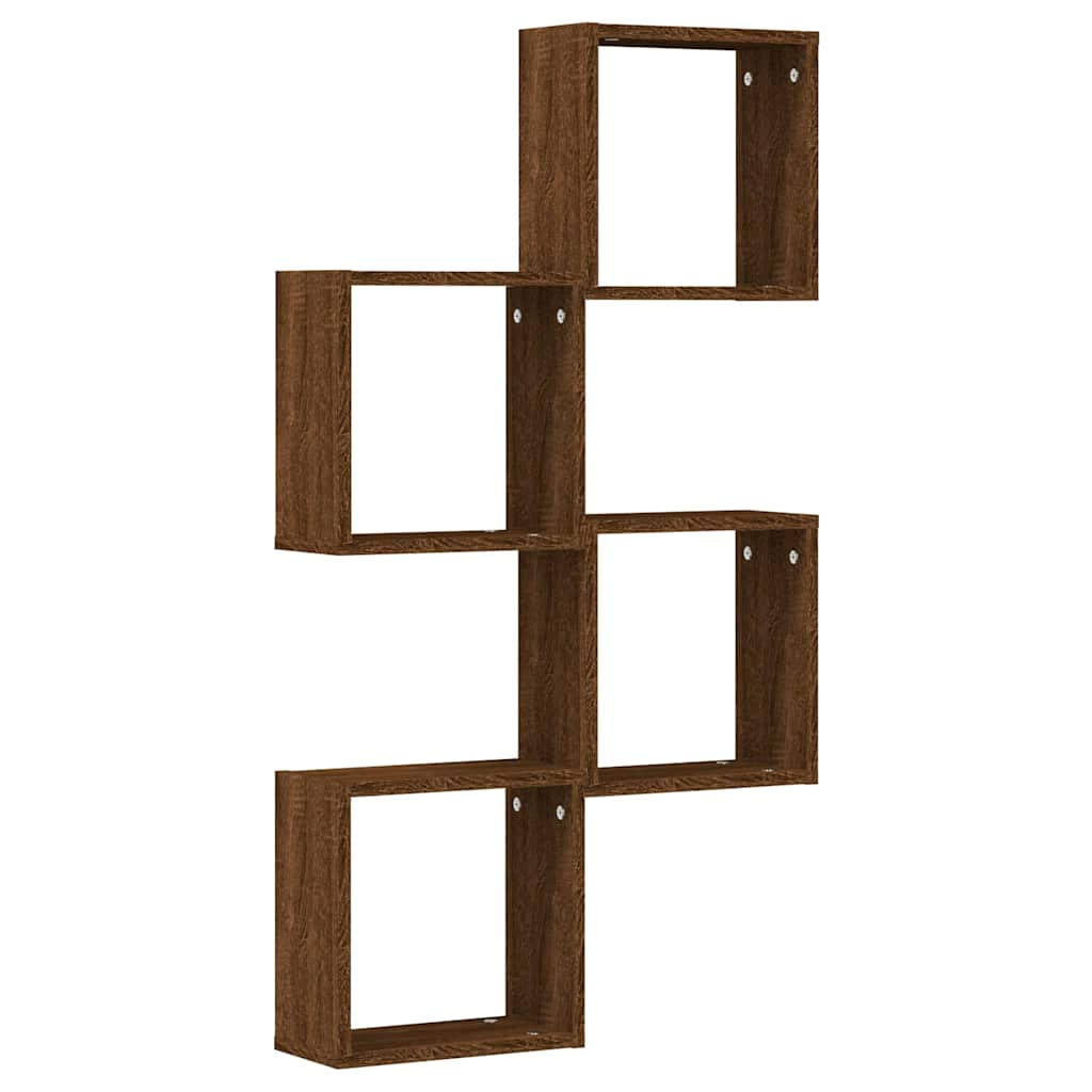 Wall Cube Shelves 4 pcs Brown Oak 30x15x30 cm