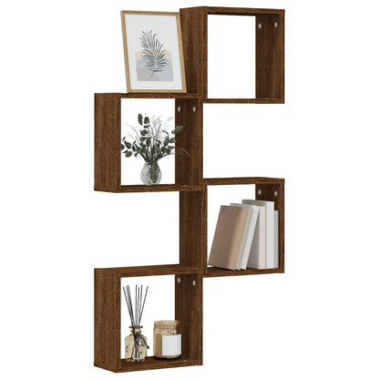 Wall Cube Shelves 4 pcs Brown Oak 30x15x30 cm