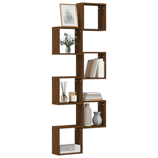 Wall Cube Shelves 6 pcs Brown Oak 30x15x30 cm