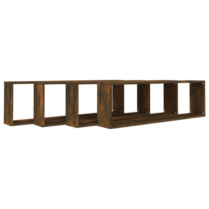 Wall Cube Shelves 4 pcs Smoked Oak 100x15x30 cm Engineered Wood