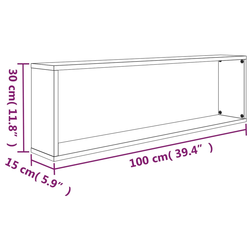 Wall Cube Shelves 4 pcs Smoked Oak 100x15x30 cm Engineered Wood