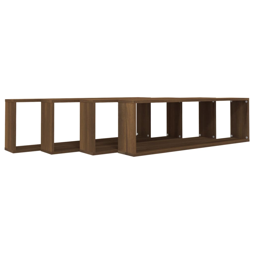 Wall Cube Shelves 4 pcs Brown Oak 100x15x30 cm Engineered Wood