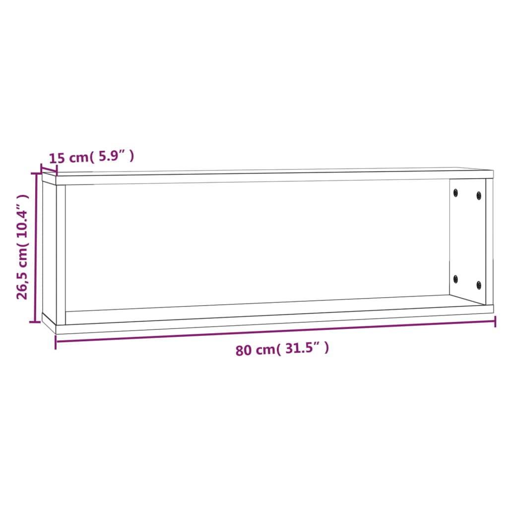 Wall Cube Shelves 4 pcs Smoked Oak 80x15x26.5 cm Engineered Wood