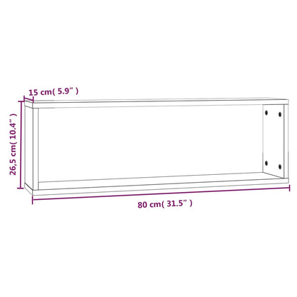 Wall Cube Shelves 4 pcs Smoked Oak 80x15x26.5 cm Engineered Wood