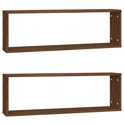 Wall Cube Shelves 2 pcs Brown Oak 80x15x26.5 cm Engineered Wood