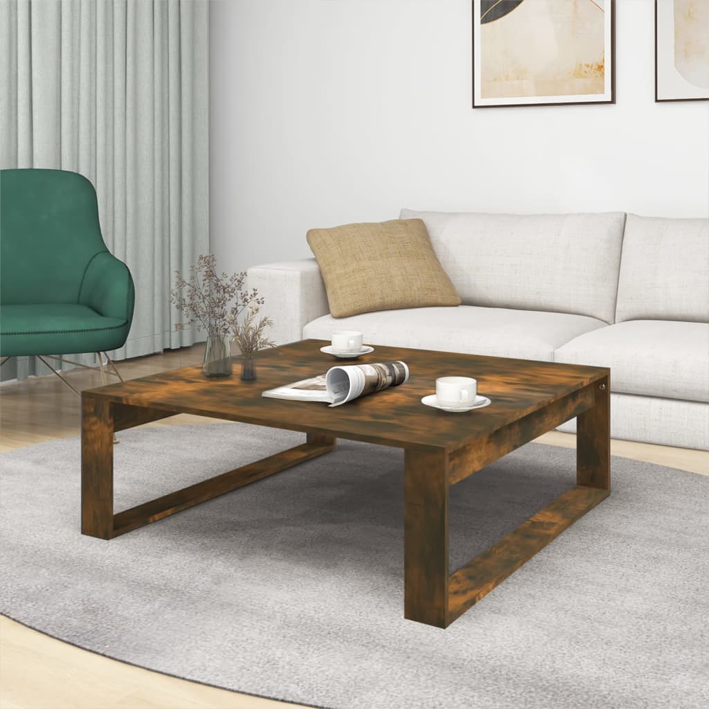 Coffee Table Smoked Oak 100x100x35 cm Engineered Wood