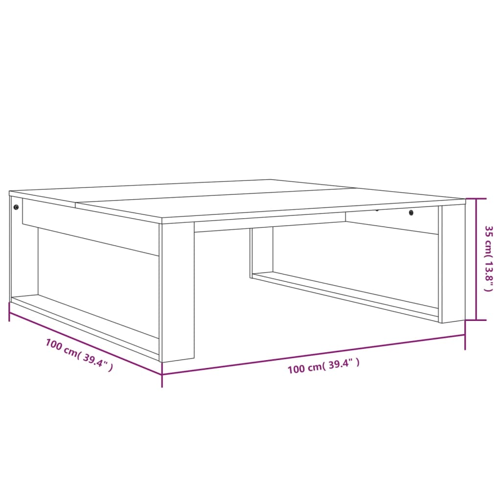 Coffee Table Smoked Oak 100x100x35 cm Engineered Wood