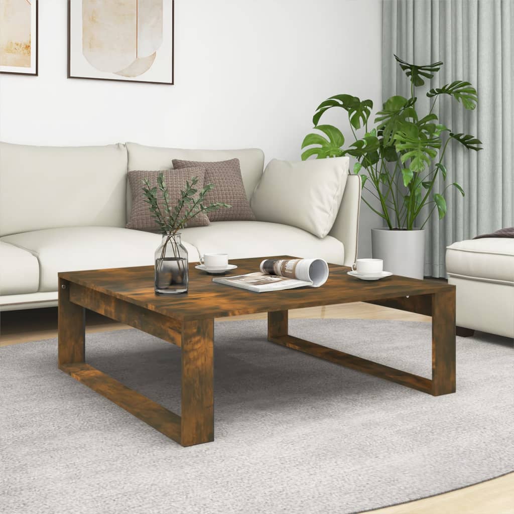 Coffee Table Smoked Oak 100x100x35 cm Engineered Wood