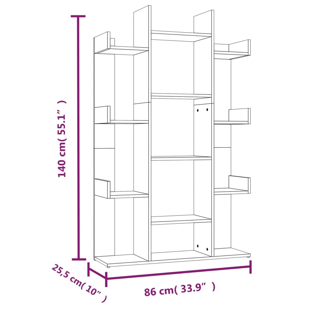 Book Cabinet Brown Oak 86x25.5x140 cm Engineered Wood