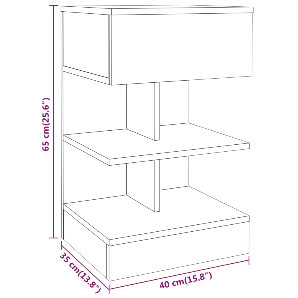 Bedside Cabinet Grey Sonoma 40x35x65 cm Engineered Wood