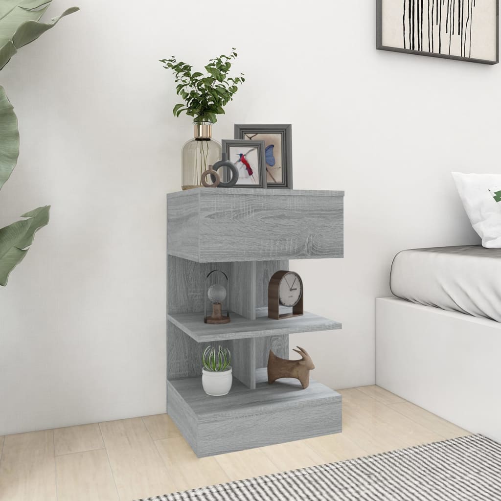 Bedside Cabinet Grey Sonoma 40x35x65 cm Engineered Wood