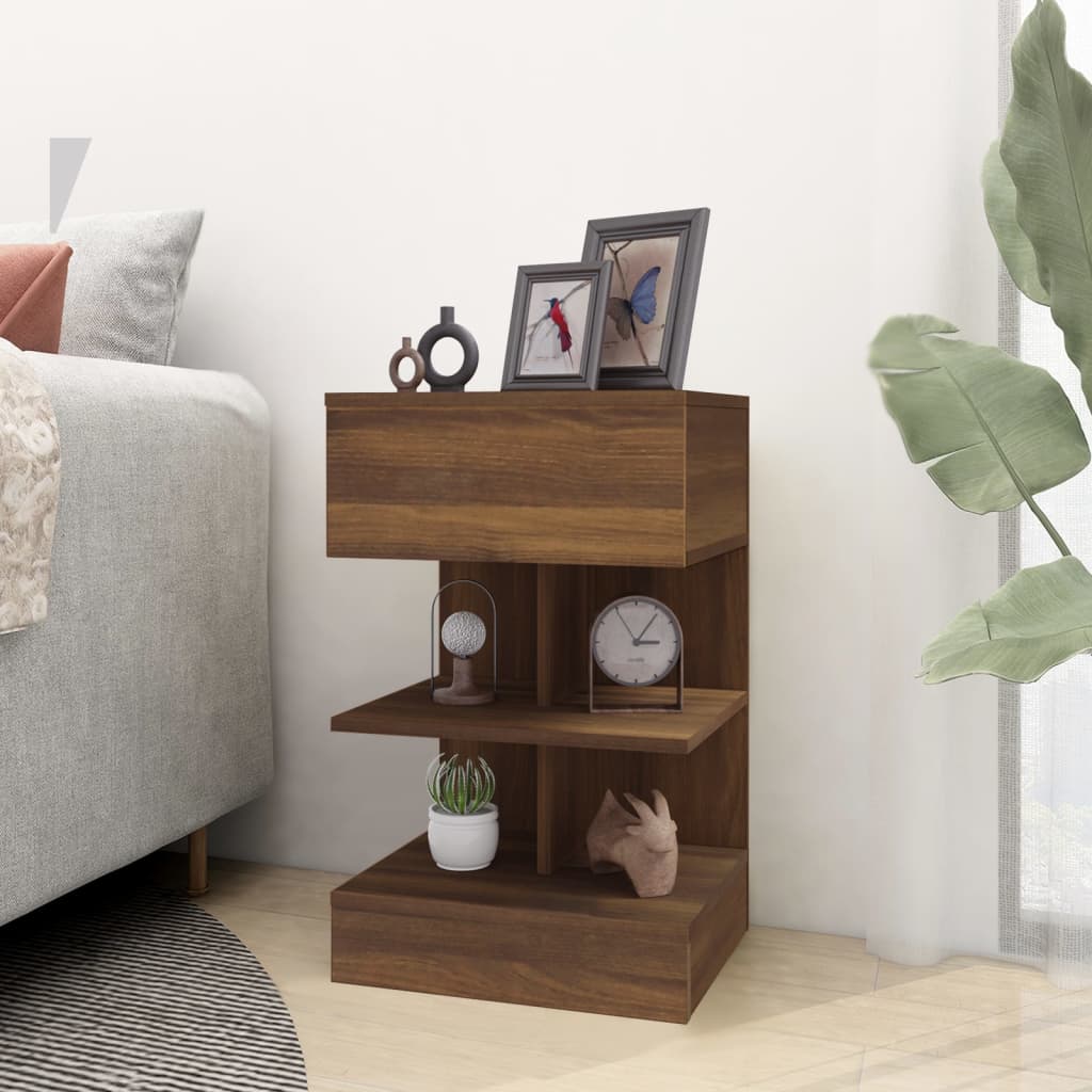 Bedside Cabinet Brown Oak 40x35x65 cm Engineered Wood