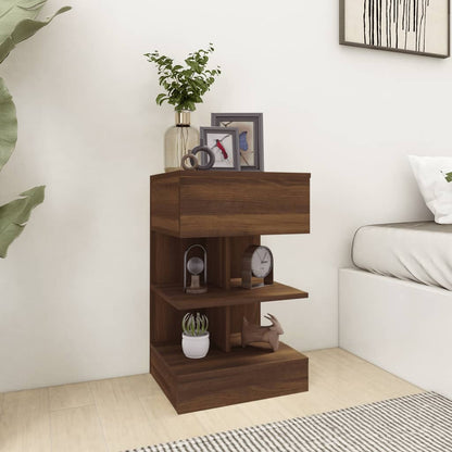 Bedside Cabinet Brown Oak 40x35x65 cm Engineered Wood