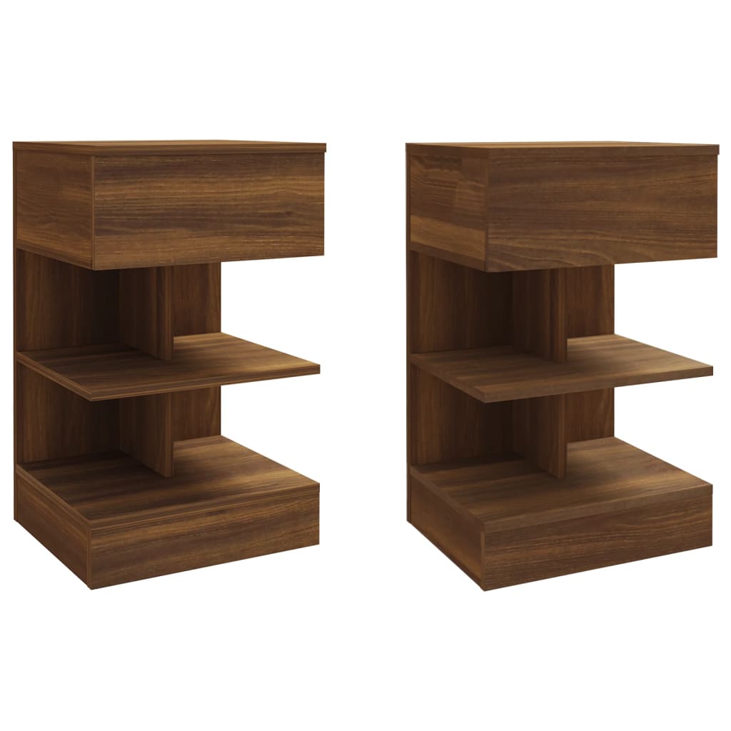 Bedside Cabinets 2 pcs Brown Oak 40x35x65 cm Engineered Wood