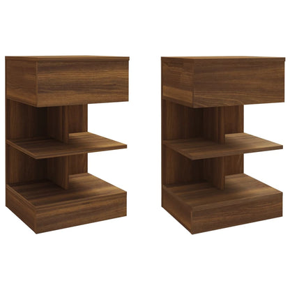 Bedside Cabinets 2 pcs Brown Oak 40x35x65 cm Engineered Wood