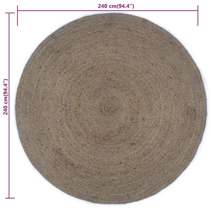 Handmade Rug Jute Round 240 cm Grey