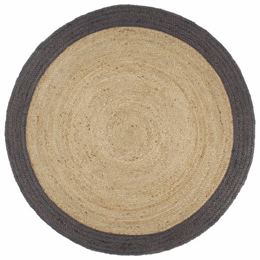 Handmade Rug Jute with Dark Grey Border 180 cm