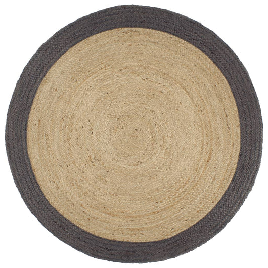 Handmade Rug Jute with Dark Grey Border 210 cm