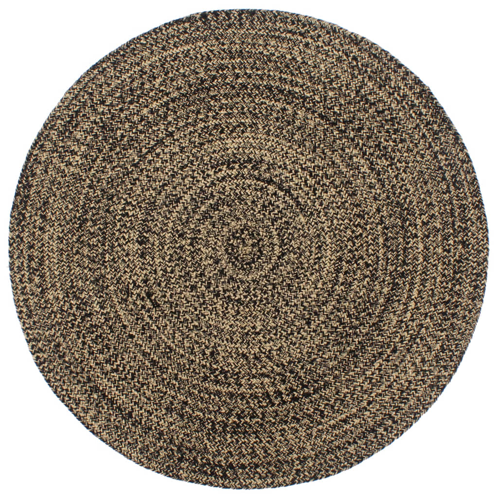 Handmade Rug Jute Black and Brown 210 cm