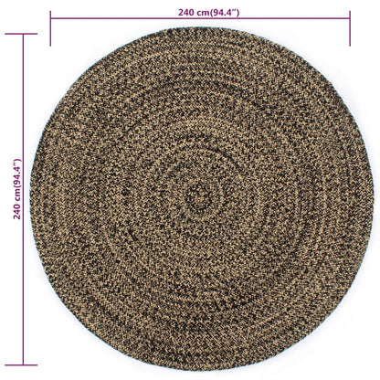 Handmade Rug Jute Black and Brown 240 cm