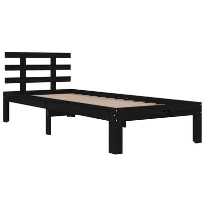 Bed Frame without Mattress Black Solid Wood 100x200 cm