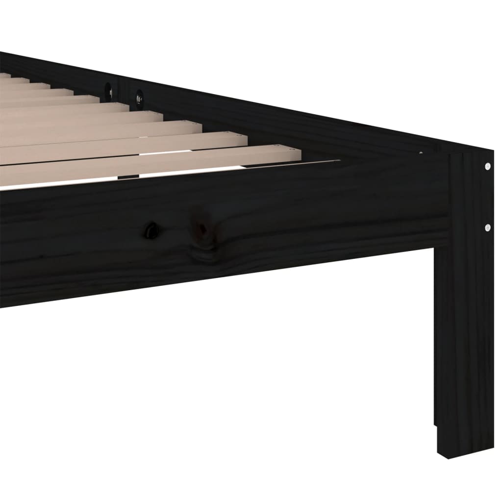 Bed Frame without Mattress Black Solid Wood 100x200 cm