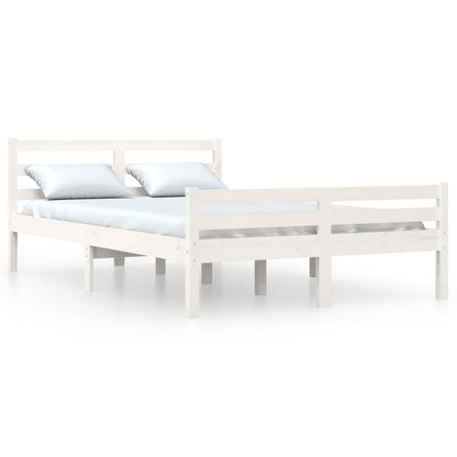 Bed Frame without Mattress White Solid Wood 150x200 cm King Size King Size