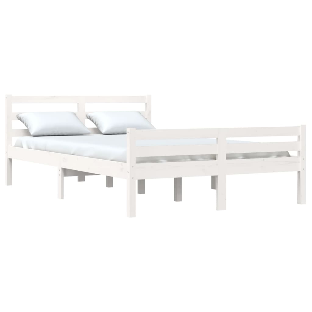 Bed Frame without Mattress White Solid Wood 150x200 cm King Size King Size