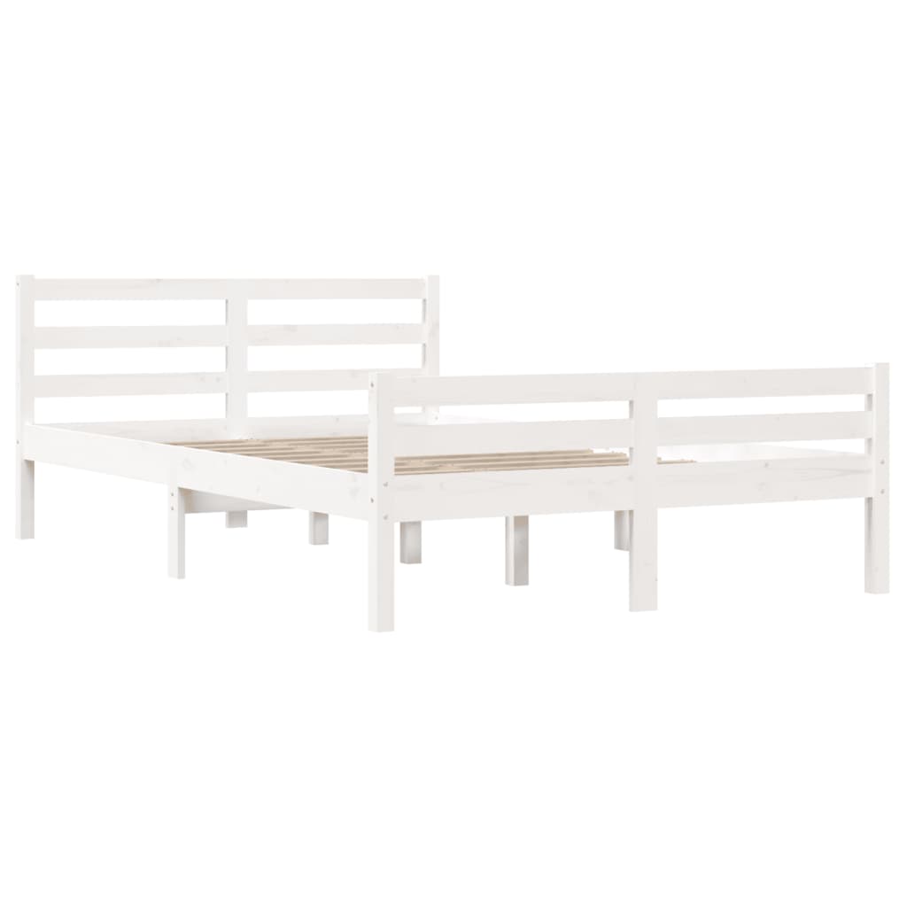 Bed Frame without Mattress White Solid Wood 150x200 cm King Size King Size