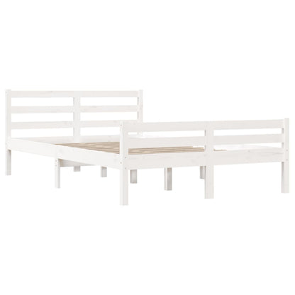 Bed Frame without Mattress White Solid Wood 150x200 cm King Size King Size