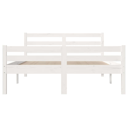 Bed Frame without Mattress White Solid Wood 150x200 cm King Size King Size