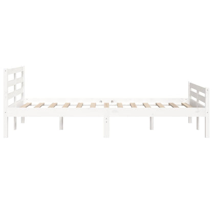 Bed Frame without Mattress White Solid Wood 150x200 cm King Size King Size