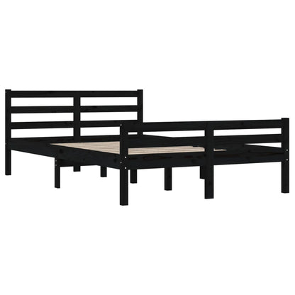 Bed Frame Black Solid Wood 150x200 cm King Size