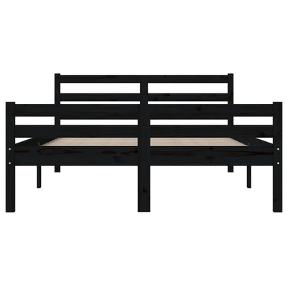 Bed Frame Black Solid Wood 150x200 cm King Size