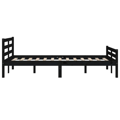 Bed Frame Black Solid Wood 150x200 cm King Size