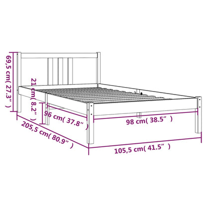 Bed Frame without Mattress Honey Brown Solid Wood 100x200 cm