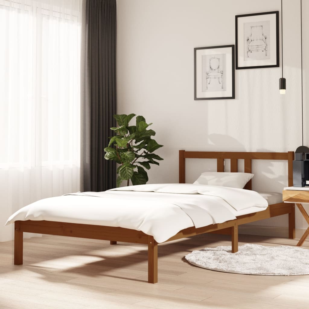 Bed Frame without Mattress Honey Brown Solid Wood 100x200 cm