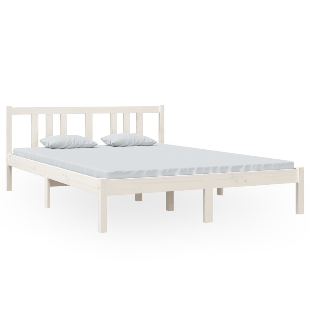 Bed Frame without Mattress White Solid Wood 140x200 cm