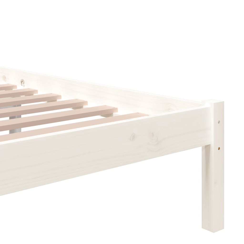 Bed Frame without Mattress White Solid Wood 140x200 cm