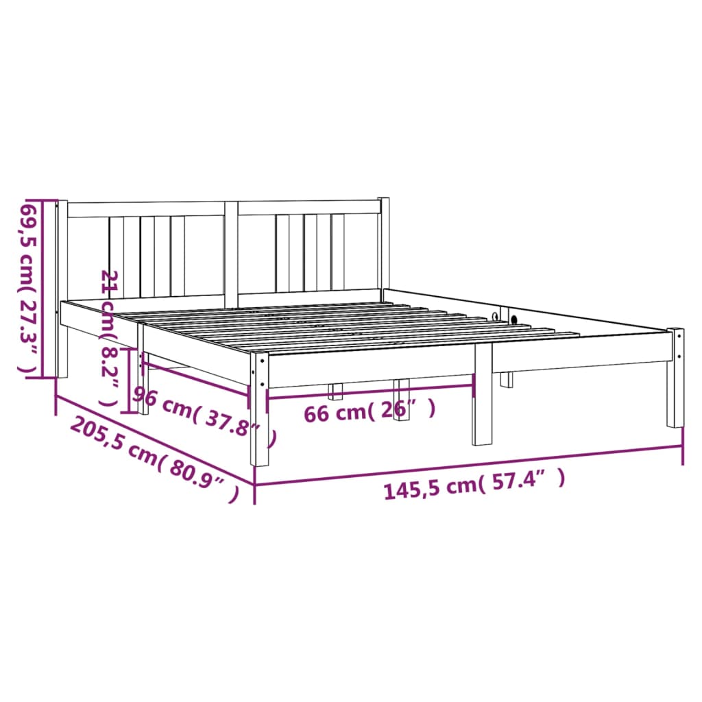 Bed Frame without Mattress White Solid Wood 140x200 cm