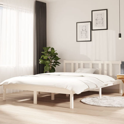 Bed Frame without Mattress White Solid Wood 140x200 cm