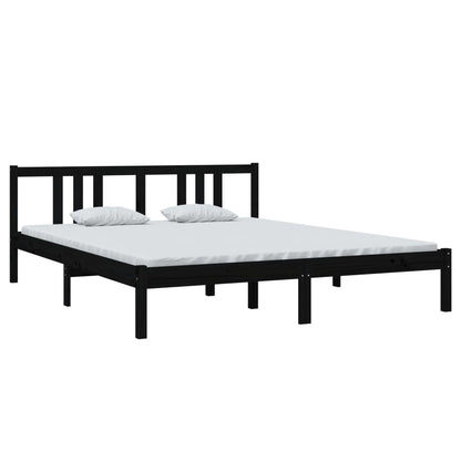 Bed Frame without Mattress Black Solid Wood 160x200 cm