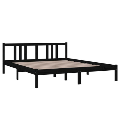 Bed Frame without Mattress Black Solid Wood 160x200 cm