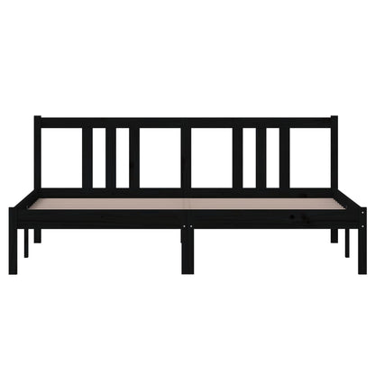 Bed Frame without Mattress Black Solid Wood 160x200 cm